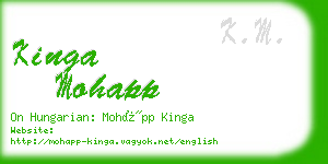 kinga mohapp business card